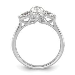 14k White Gold 1 3/8 carat Certified Lab Grown Diamond VS+ F+ Pear Complete Three Stone Engagement Ring