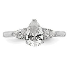 14k White Gold 1 3/8 carat Certified Lab Grown Diamond VS+ F+ Pear Complete Three Stone Engagement Ring