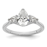14k White Gold 1 3/8 carat Certified Lab Grown Diamond VS+ F+ Pear Complete Three Stone Engagement Ring