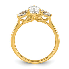 14k 1 3/8 carat Certified Lab Grown Diamond VS+ F+ Pear Complete Three Stone Engagement Ring