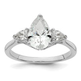 14k White Gold 1 7/8 carat Certified Lab Grown Diamond VS+ F+ Pear Complete Three Stone Engagement Ring