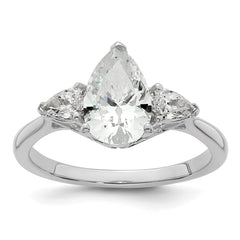 14k White Gold 1 7/8 carat Certified Lab Grown Diamond VS+ F+ Pear Complete Three Stone Engagement Ring