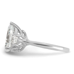 14k White Gold 2 1/2 carat Certified Lab Grown Diamond VS+ F+ Pear Complete Three Stone Engagement Ring