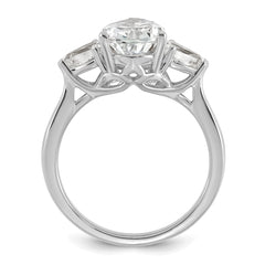 14k White Gold 3 carat Lab Grown Diamond VS+ F+ Pear Complete Three Stone Engagement Ring