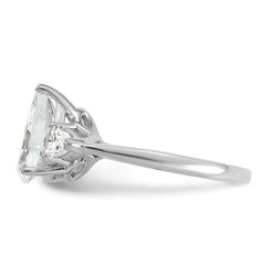 14k White Gold 3 carat Lab Grown Diamond VS+ F+ Pear Complete Three Stone Engagement Ring