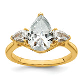 14k 3 carat Lab Grown Diamond VS+ F+ Pear Complete Three Stone Engagement Ring