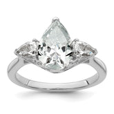 14k White Gold 3 carat Certified Lab Grown Diamond VS+ F+ Pear Complete Three Stone Engagement Ring