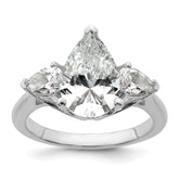 14k White Gold 3 5/8 carat Lab Grown Diamond VS+ F+ Pear Complete Three Stone Engagement Ring