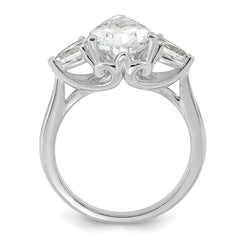 14k White Gold 3 5/8 carat Certified Lab Grown Diamond VS+ F+ Pear Complete Three Stone Engagement Ring