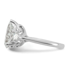 14k White Gold 3 5/8 carat Certified Lab Grown Diamond VS+ F+ Pear Complete Three Stone Engagement Ring