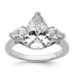 14k White Gold 3 5/8 carat Certified Lab Grown Diamond VS+ F+ Pear Complete Three Stone Engagement Ring