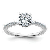 14k White Gold 1 1/4 carat Lab Grown Diamond VS+ F+ Round Complete Engagement Ring