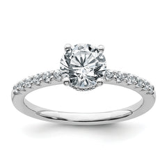 14k White Gold 1 1/4 carat Lab Grown Diamond VS+ F+ Round Complete Engagement Ring