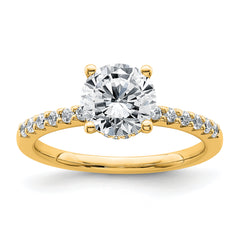14k 1 3/4 carat Lab Grown Diamond VS+ F+ Round Complete Engagement Ring