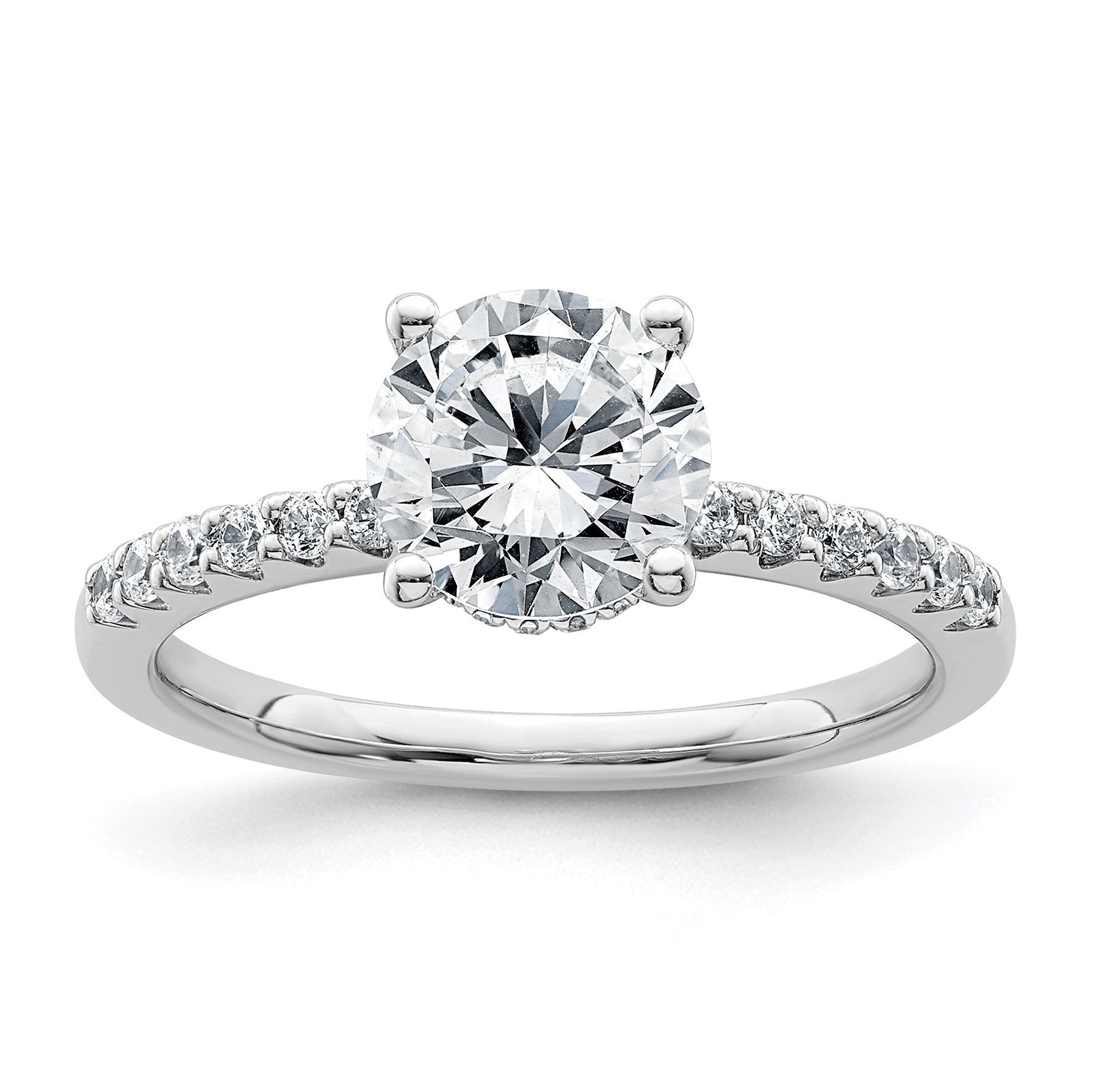 14k White Gold 1 3/4 carat Certified Lab Grown Diamond VS+ F+ Round Complete Engagement Ring