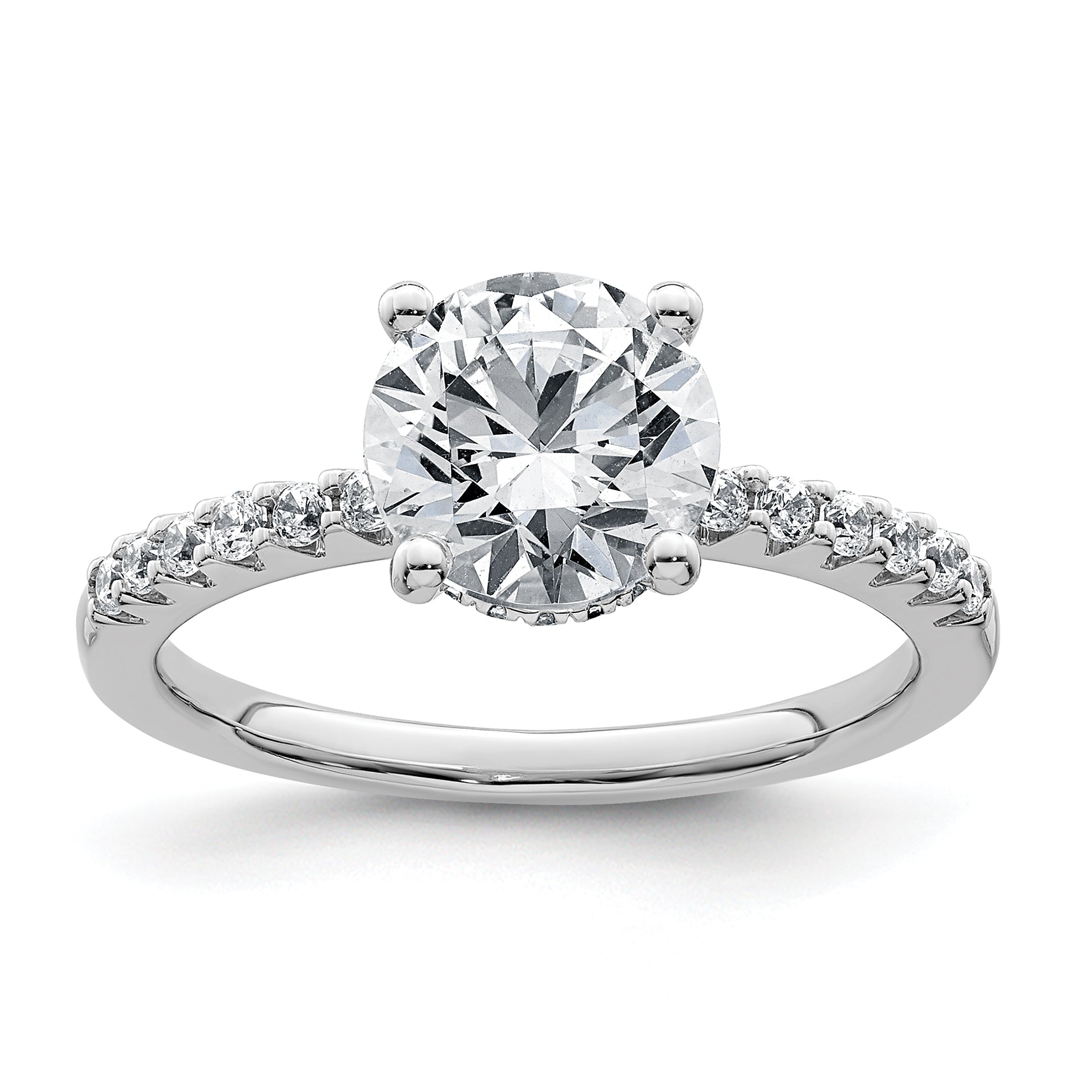 14k White Gold 2 1/4 carat Certified Lab Grown Diamond VS+ F+ Round Complete Engagement Ring