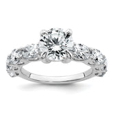 14k White Gold 3 3/4 Lab Grown Diamond VS+ F+ Round Complete Engagement Ring