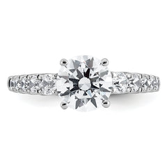 14k White Gold 2 Lab Grown Diamond VS+ F+ Round Complete Engagement Ring