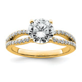 14k 1 3/4 carat Certified Lab Grown Diamond VS+ F+ Round Complete Engagement Ring
