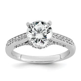 14k White Gold 1 3/4 carat Lab Grown Diamond VS+ F+ Round Complete Engagement Ring
