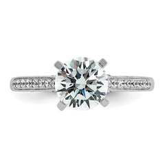 14k White Gold 1 3/4 carat Certified Lab Grown Diamond VS+ F+ Round Complete Engagement Ring