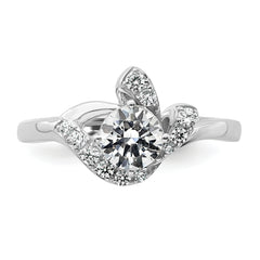 14k White Gold 7/8 carat Lab Grown Diamond VS+ F+ Round Complete Engagement Ring