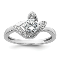 14k White Gold 7/8 carat Lab Grown Diamond VS+ F+ Round Complete Engagement Ring