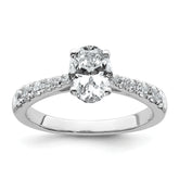 14k White Gold 1 1/2 carat Certified Lab Grown Diamond VS+ F+ Oval Complete Engagement Ring