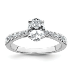 14k White Gold 1 1/2 carat Certified Lab Grown Diamond VS+ F+ Oval Complete Engagement Ring