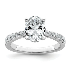 14k White Gold 2 carat Certified Lab Grown Diamond VS+ F+ Oval Complete Engagement Ring