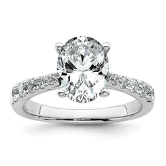 14k White Gold 2 1/2 carat Certified Lab Grown Diamond VS+ F+ Oval Complete Engagement Ring