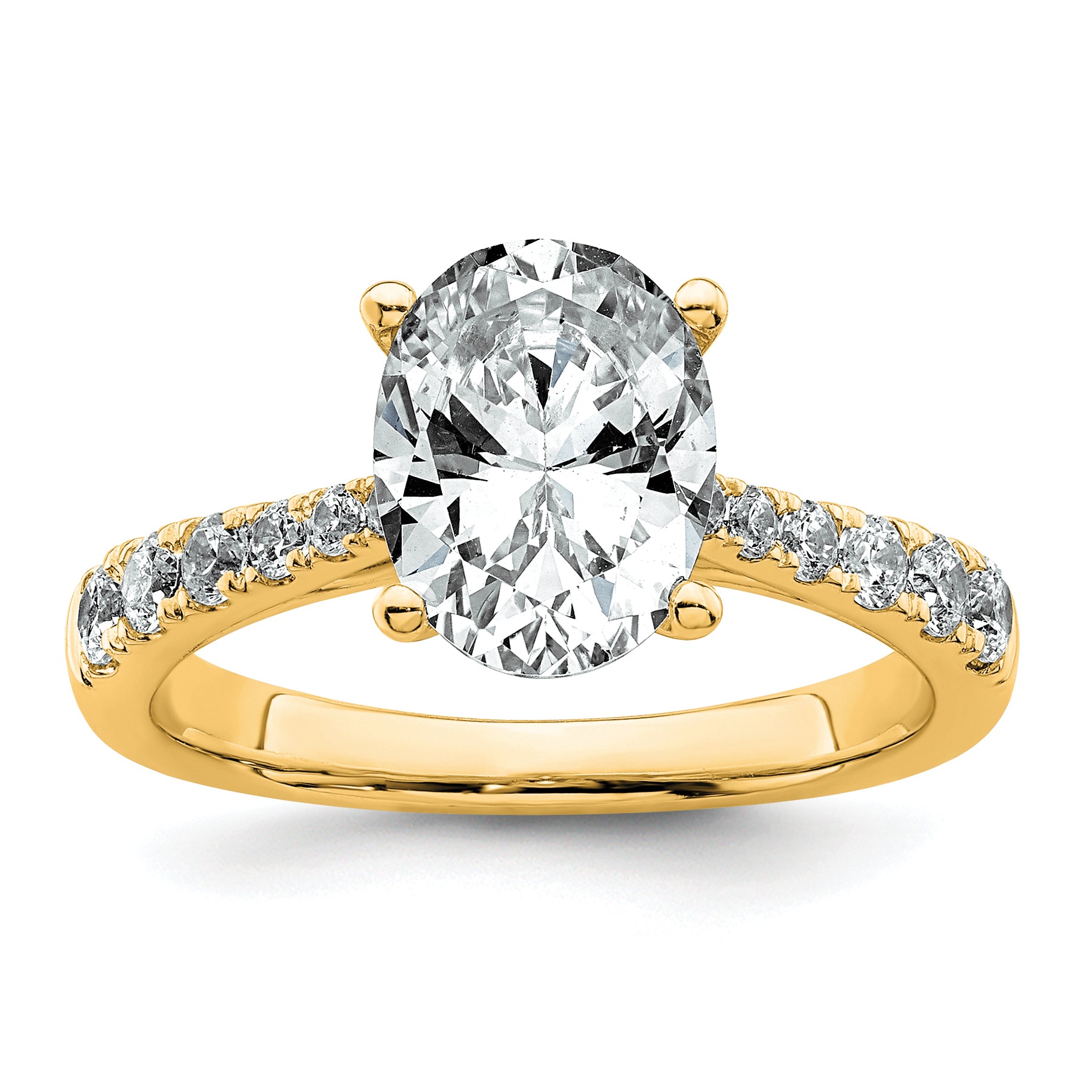 14k 2 1/2 carat Certified Lab Grown Diamond VS+ F+ Oval Complete Engagement Ring