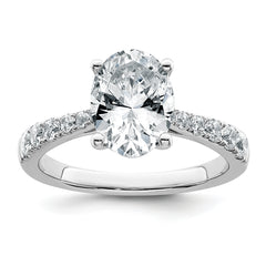 14k White Gold 3 carat Certified Lab Grown Diamond VS+ F+ Oval Complete Engagement Ring