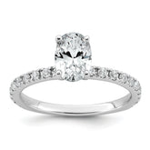 14k White Gold 1 1/3 carat Lab Grown Diamond VS+ F+ Oval Complete Shared Prong Engagement Ring