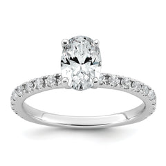 14k White Gold 1 1/3 carat Lab Grown Diamond VS+ F+ Oval Complete Shared Prong Engagement Ring