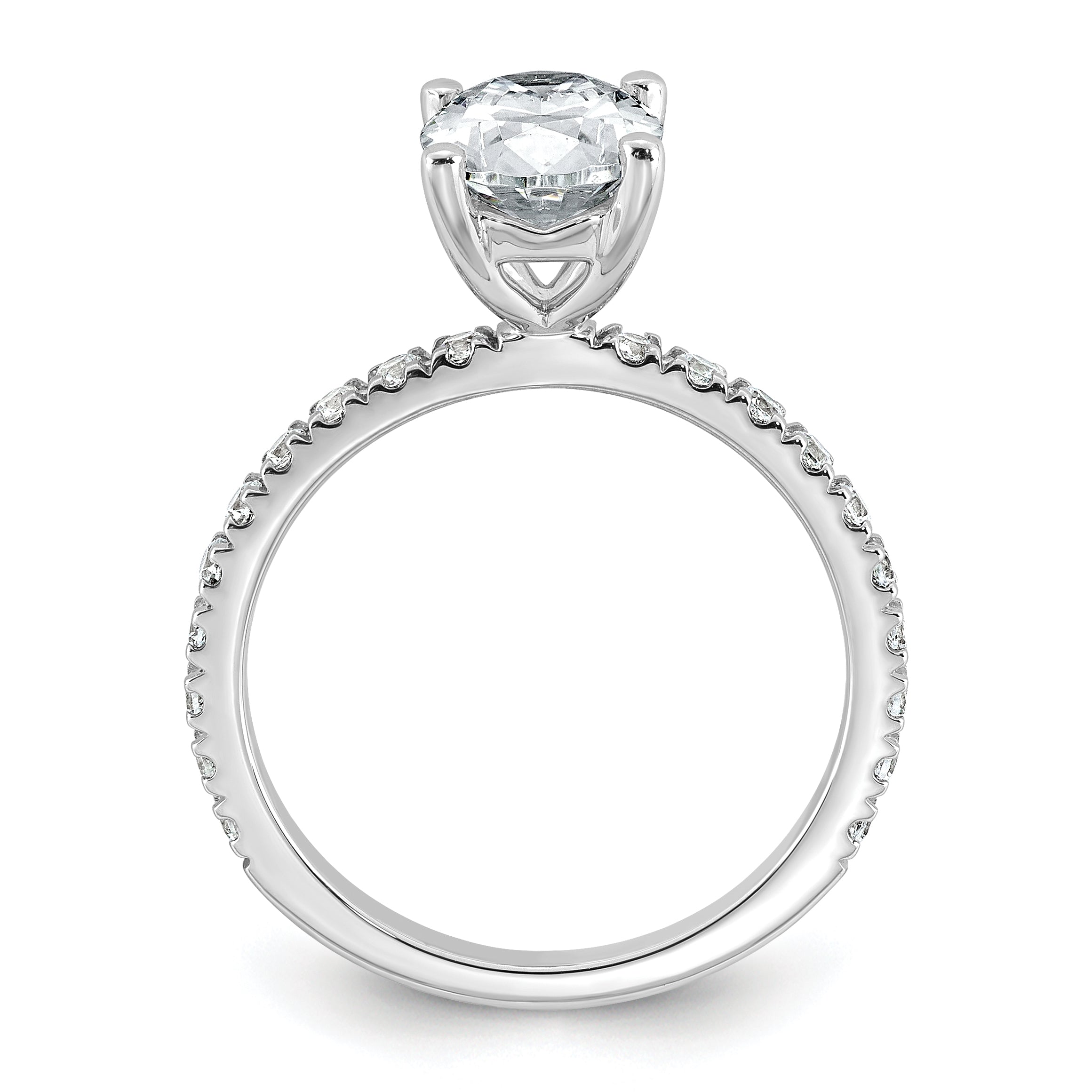 14k White Gold 2 1/3 carat Lab Grown Diamond VS+ F+ Oval Complete Shared Prong Engagement Ring