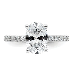 14k White Gold 2 1/3 carat Lab Grown Diamond VS+ F+ Oval Complete Shared Prong Engagement Ring