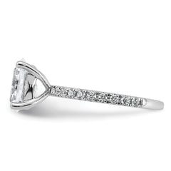 14k White Gold 2 1/3 carat Certified Lab Grown Diamond VS+ F+ Oval Complete Shared Prong Engagement Ring