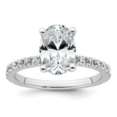 14k White Gold 2 1/3 carat Certified Lab Grown Diamond VS+ F+ Oval Complete Shared Prong Engagement Ring