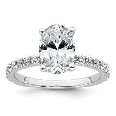 14k White Gold 2 1/3 carat Certified Lab Grown Diamond VS+ F+ Oval Complete Shared Prong Engagement Ring