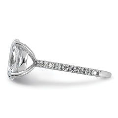 14k White Gold 3 3/8 carat Lab Grown Diamond VS+ F+ Oval Complete Shared Prong Engagement Ring