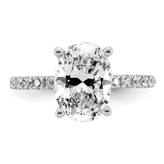 14k White Gold 3 3/8 carat Lab Grown Diamond VS+ F+ Oval Complete Shared Prong Engagement Ring