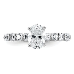 14k White Gold 2 1/2 carat Lab Grown Diamond VS+ F+ Oval Complete Engagement Ring