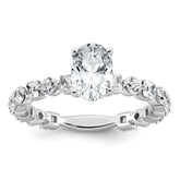 14k White Gold 2 1/2 carat Certified Lab Grown Diamond VS+ F+ Oval Complete Engagement Ring