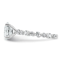 14k White Gold 2 1/3 carat Lab Grown Diamond VS+ F+ Oval Complete Shared Prong Engagement Ring