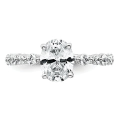 14k White Gold 2 1/3 carat Lab Grown Diamond VS+ F+ Oval Complete Shared Prong Engagement Ring