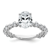 14k White Gold 2 1/3 carat Lab Grown Diamond VS+ F+ Oval Complete Shared Prong Engagement Ring