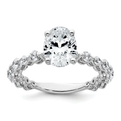 14k White Gold 2 1/3 carat Lab Grown Diamond VS+ F+ Oval Complete Shared Prong Engagement Ring