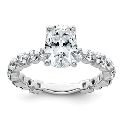 14k White Gold 3 carat Certified Lab Grown Diamond VS+ F+ Oval Complete Engagement Ring
