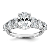 14k White Gold 3 7/8 carat Lab Grown Diamond VS+ F+ Oval Complete Engagement Ring